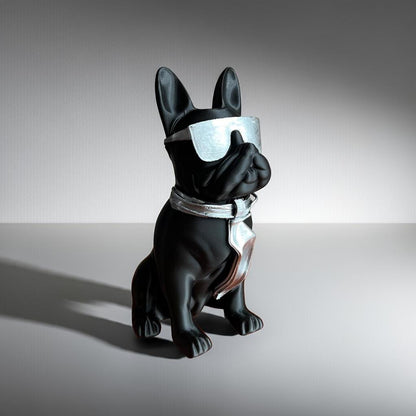 Bulldog Statue with Sunglasses 40CM | Cool Dog Figurine with Tie | Trendy Home Decor Accent | Ideal Gift for Dog Lovers & Modern Interiors