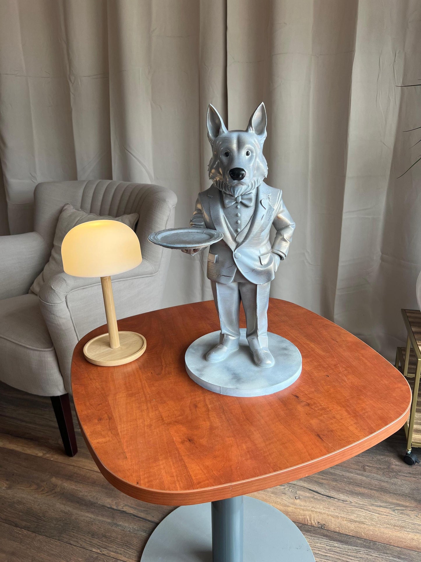 German Shepherd Butler Statue | Stylish Indoor & Outdoor Decor | Elegant Figure with Serving Tray | Perfect Gift or Decoration