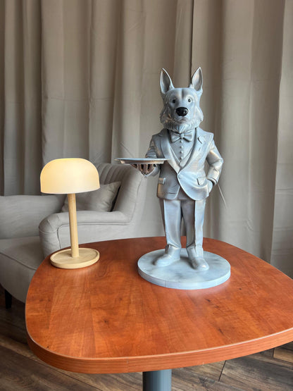 German Shepherd Butler Statue | Stylish Indoor & Outdoor Decor | Elegant Figure with Serving Tray | Perfect Gift or Decoration