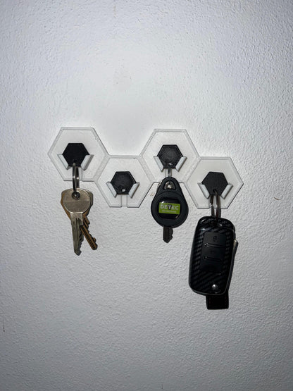 Hexagon Key Holder – Modern 3D-Printed Wall Organizer – Magnetic Key Hanger – Minimalist Home Decor – Perfect Gift for House or Office