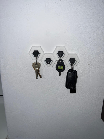 Hexagon Key Holder – Modern 3D-Printed Wall Organizer – Magnetic Key Hanger – Minimalist Home Decor – Perfect Gift for House or Office