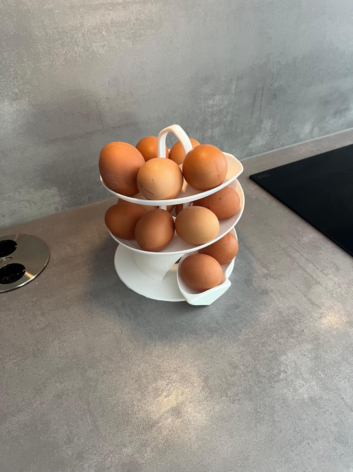 Egg Holder Dispenser | Spiral Egg Organizer | Modern Kitchen Storage | Rolling Egg Rack | Unique Countertop Display