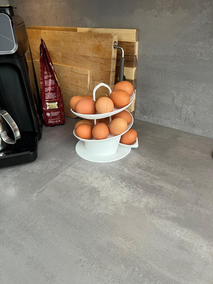Egg Holder Dispenser | Spiral Egg Organizer | Modern Kitchen Storage | Rolling Egg Rack | Unique Countertop Display