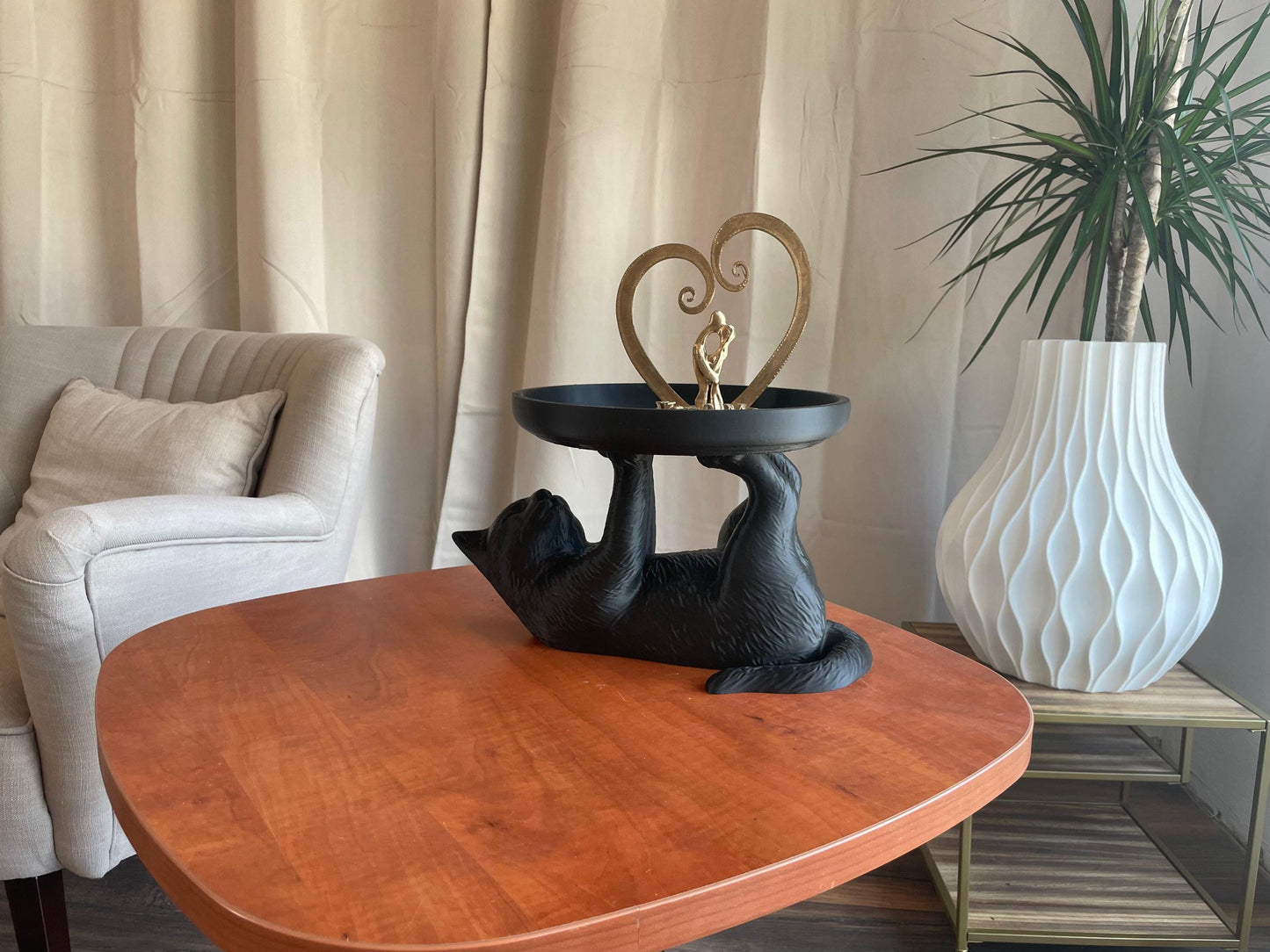 Cat Jewelry Ring Tray Black Cute Kitty Organizer Trinket Dish Gift for Cat Lovers Home Decor Bedroom Vanity Accessories