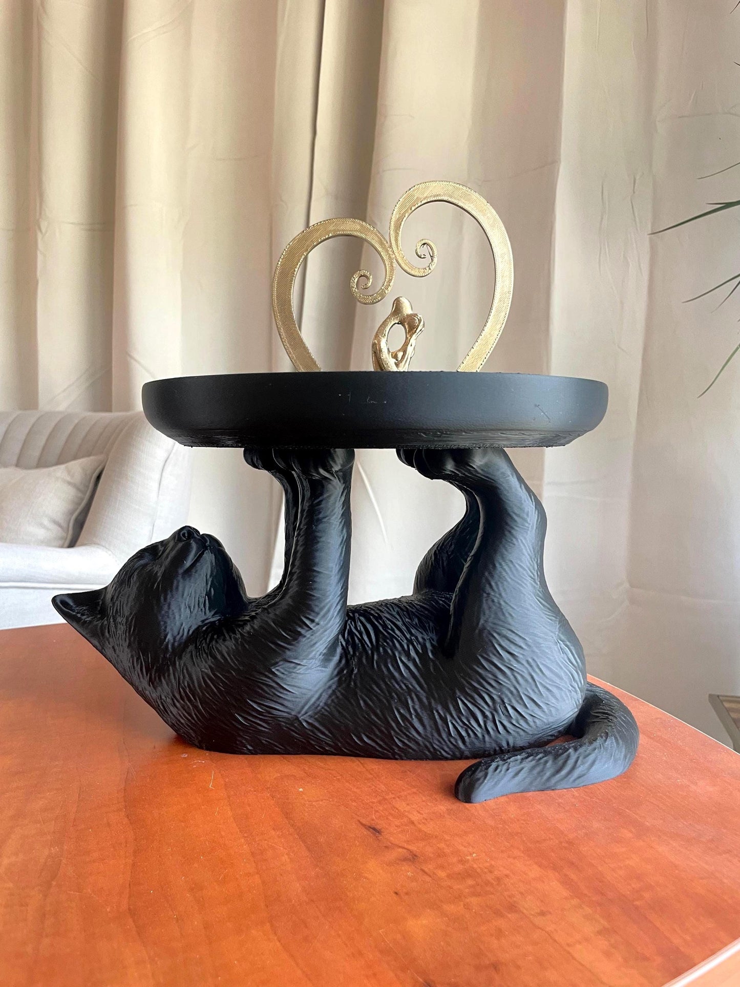 Cat Jewelry Ring Tray Black Cute Kitty Organizer Trinket Dish Gift for Cat Lovers Home Decor Bedroom Vanity Accessories