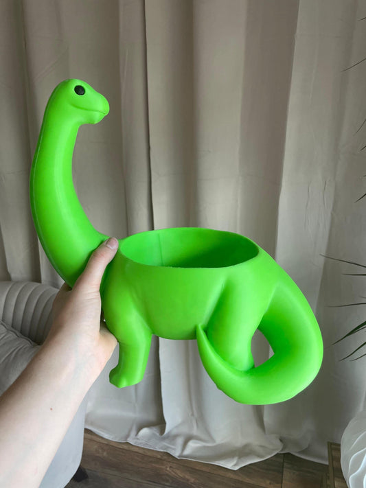 Dinosaur Planter Pot Indoor, Brontosaurus Succulent Planter, Green Dino Plant Holder, Cute Animal Planter Gift, Kids Room Decor, 3D Printed