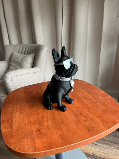 Bulldog Statue with Sunglasses 40CM | Cool Dog Figurine with Tie | Trendy Home Decor Accent | Ideal Gift for Dog Lovers & Modern Interiors