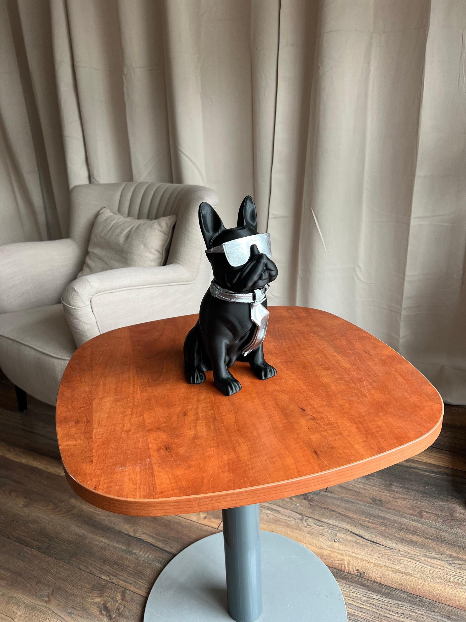 Bulldog Statue with Sunglasses 40CM | Cool Dog Figurine with Tie | Trendy Home Decor Accent | Ideal Gift for Dog Lovers & Modern Interiors