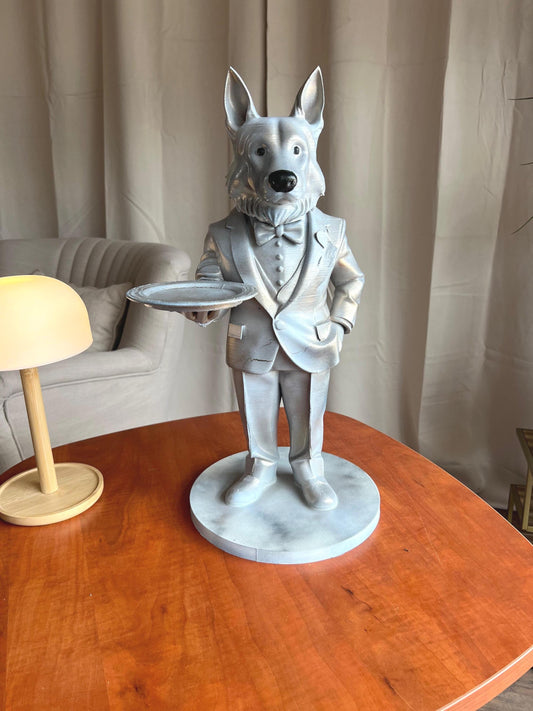 German Shepherd Butler Statue | Stylish Indoor & Outdoor Decor | Elegant Figure with Serving Tray | Perfect Gift or Decoration