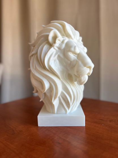 Lion Head Bust Statue | 3D Animal Sculpture | Majestic Lion Home Decor | Modern Statement Art Display | Wildlife Inspired Sculpture