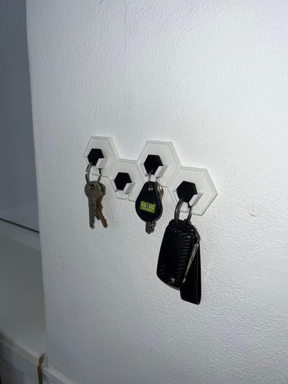 Hexagon Key Holder – Modern 3D-Printed Wall Organizer – Magnetic Key Hanger – Minimalist Home Decor – Perfect Gift for House or Office
