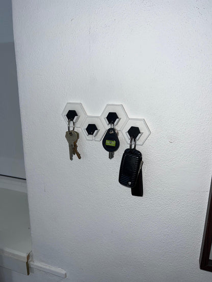 Hexagon Key Holder – Modern 3D-Printed Wall Organizer – Magnetic Key Hanger – Minimalist Home Decor – Perfect Gift for House or Office