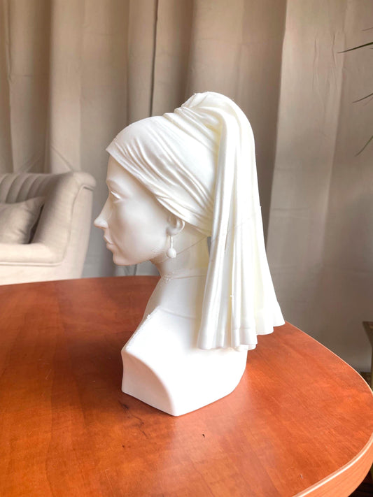Girl with Pearl Earring Bust Sculpture, Vermeer Art Statue, Modern Home Decor, Classical Portrait Bust, Dutch Golden Age, Museum Replica