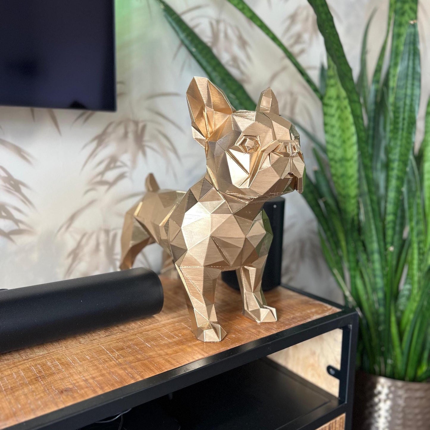 Bulldog Statue | Modern Art Sculpture | Gold Decor | Handcrafted Accent | Home Elegance