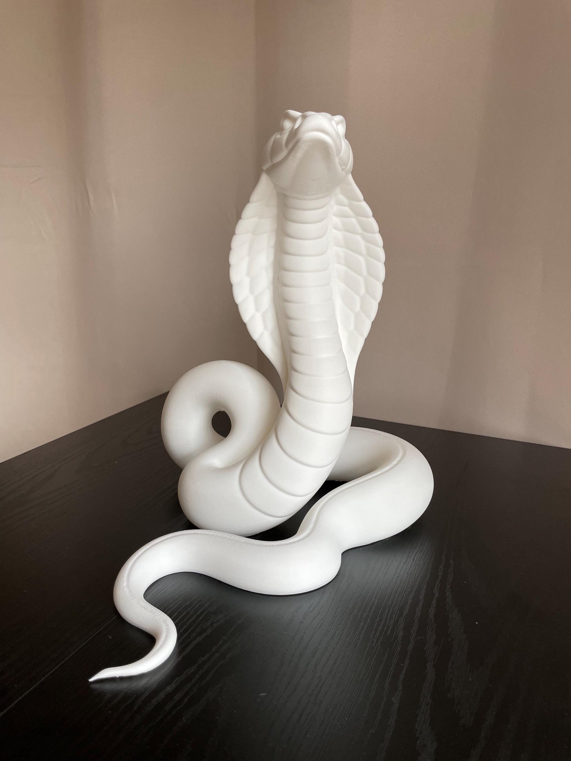 Cobra Snake Sculpture - 3D Printed Minimalist Modern Decor Figurine