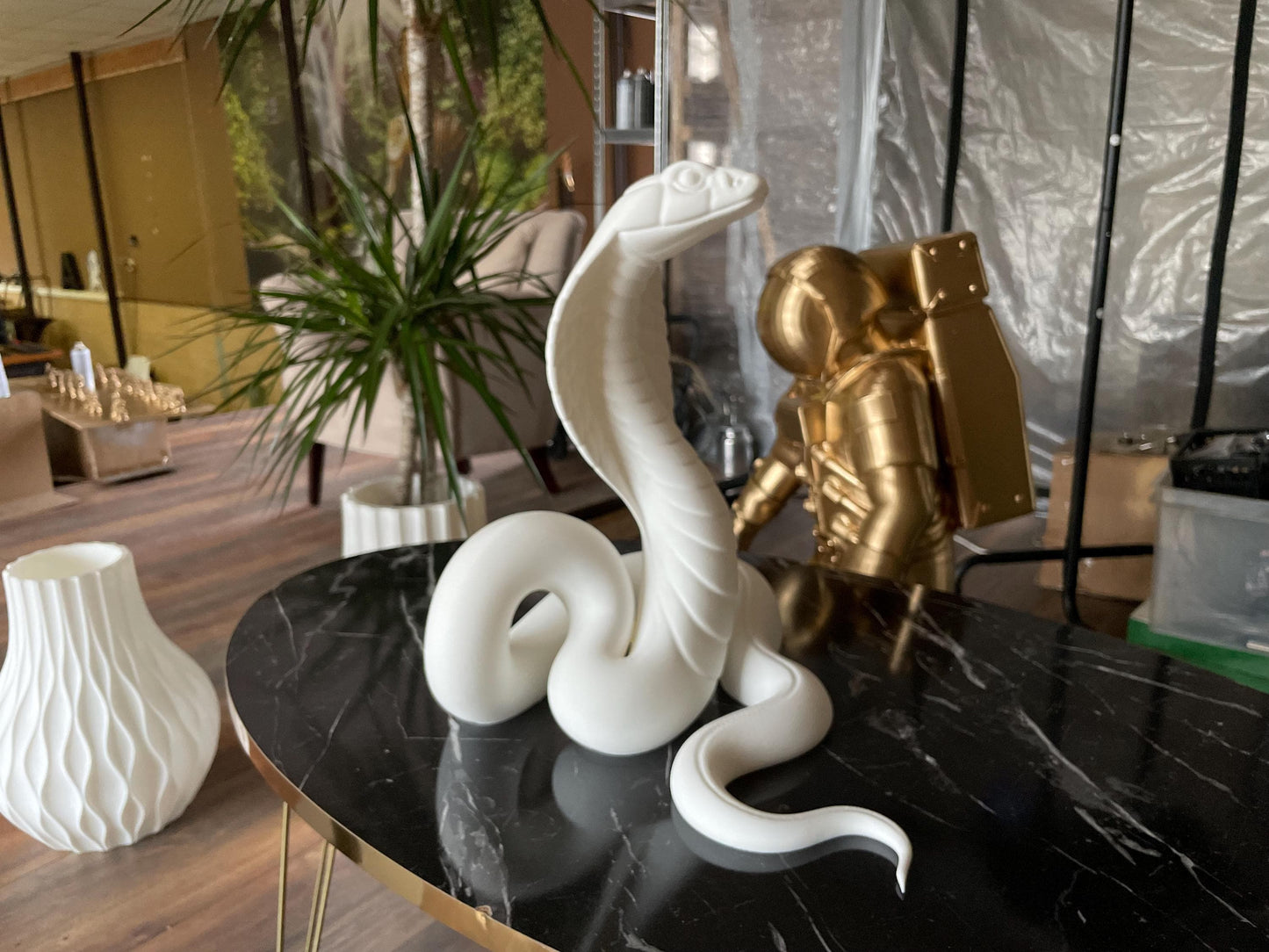 Cobra Snake Sculpture - 3D Printed Minimalist Modern Decor Figurine