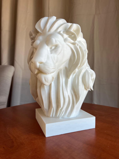 Lion Head Bust Statue | 3D Animal Sculpture | Majestic Lion Home Decor | Modern Statement Art Display | Wildlife Inspired Sculpture