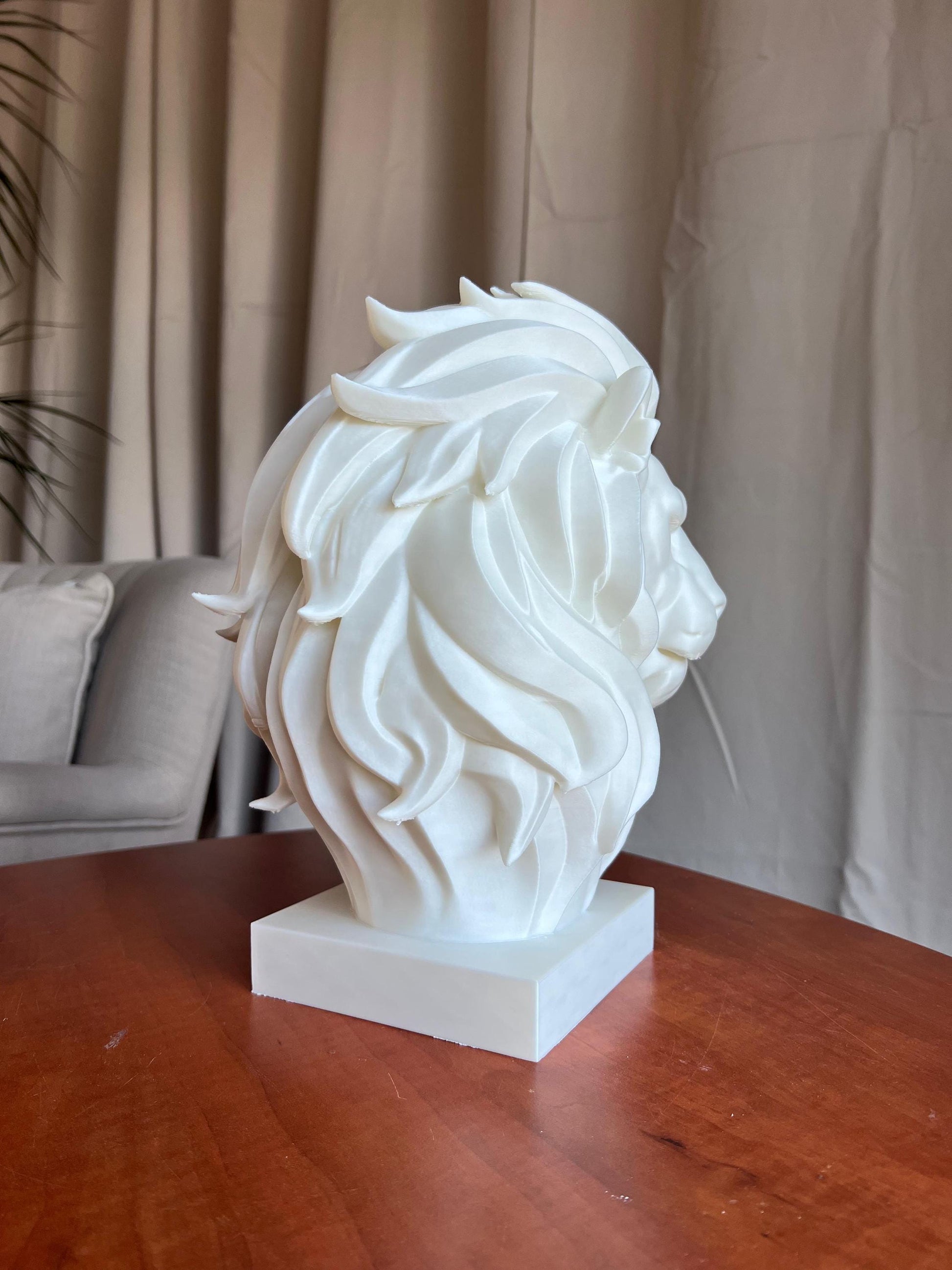 Lion Head Bust Statue | 3D Animal Sculpture | Majestic Lion Home Decor | Modern Statement Art Display | Wildlife Inspired Sculpture