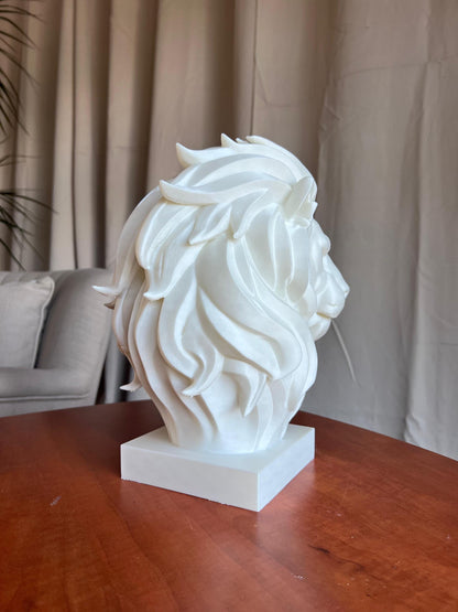 Lion Head Bust Statue | 3D Animal Sculpture | Majestic Lion Home Decor | Modern Statement Art Display | Wildlife Inspired Sculpture