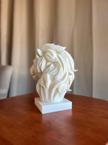 Lion Head Bust Statue | 3D Animal Sculpture | Majestic Lion Home Decor | Modern Statement Art Display | Wildlife Inspired Sculpture