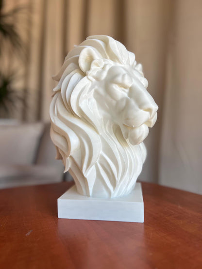 Lion Head Bust Statue | 3D Animal Sculpture | Majestic Lion Home Decor | Modern Statement Art Display | Wildlife Inspired Sculpture