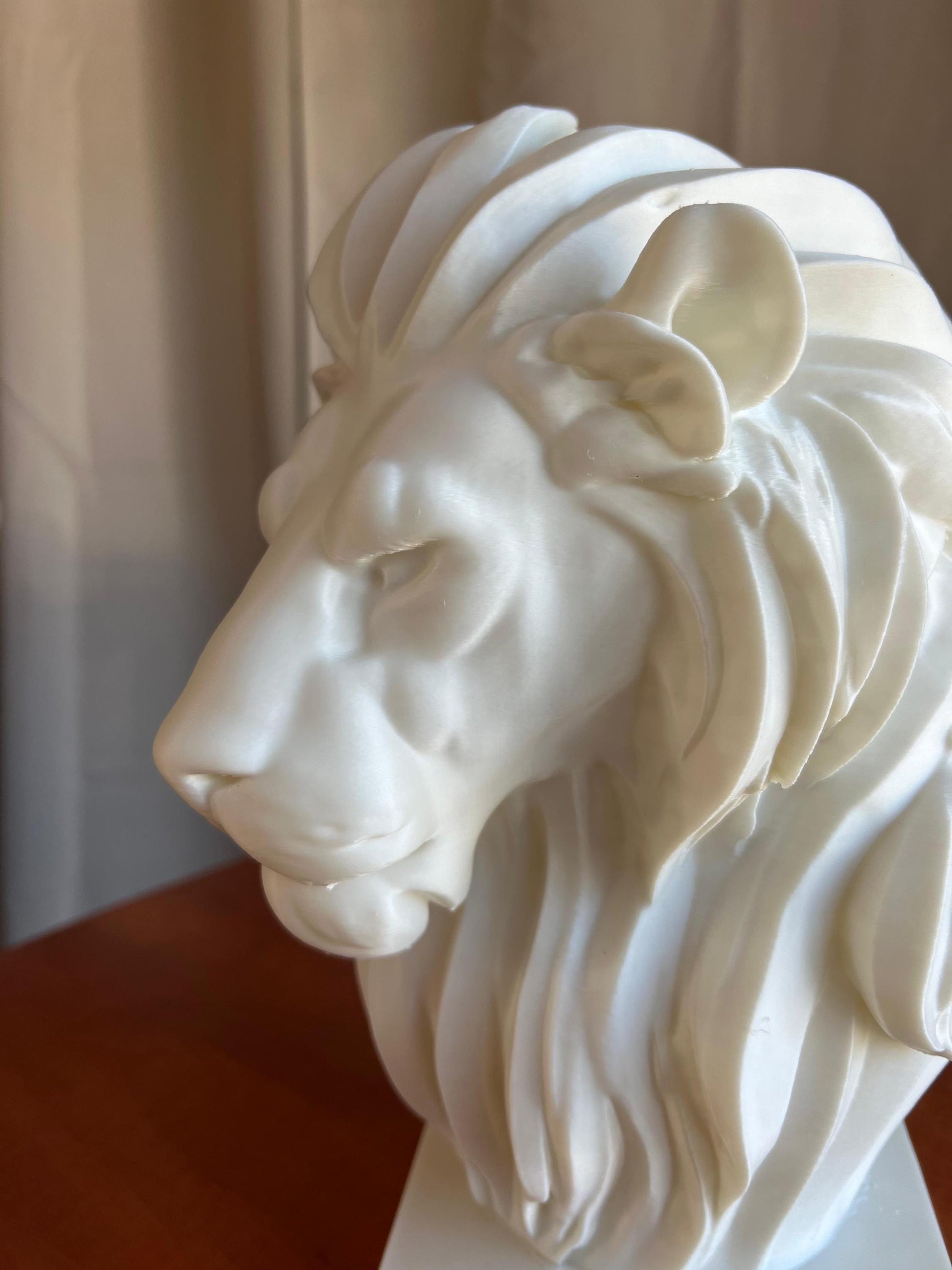 Lion Head Bust Statue | 3D Animal Sculpture | Majestic Lion Home Decor | Modern Statement Art Display | Wildlife Inspired Sculpture