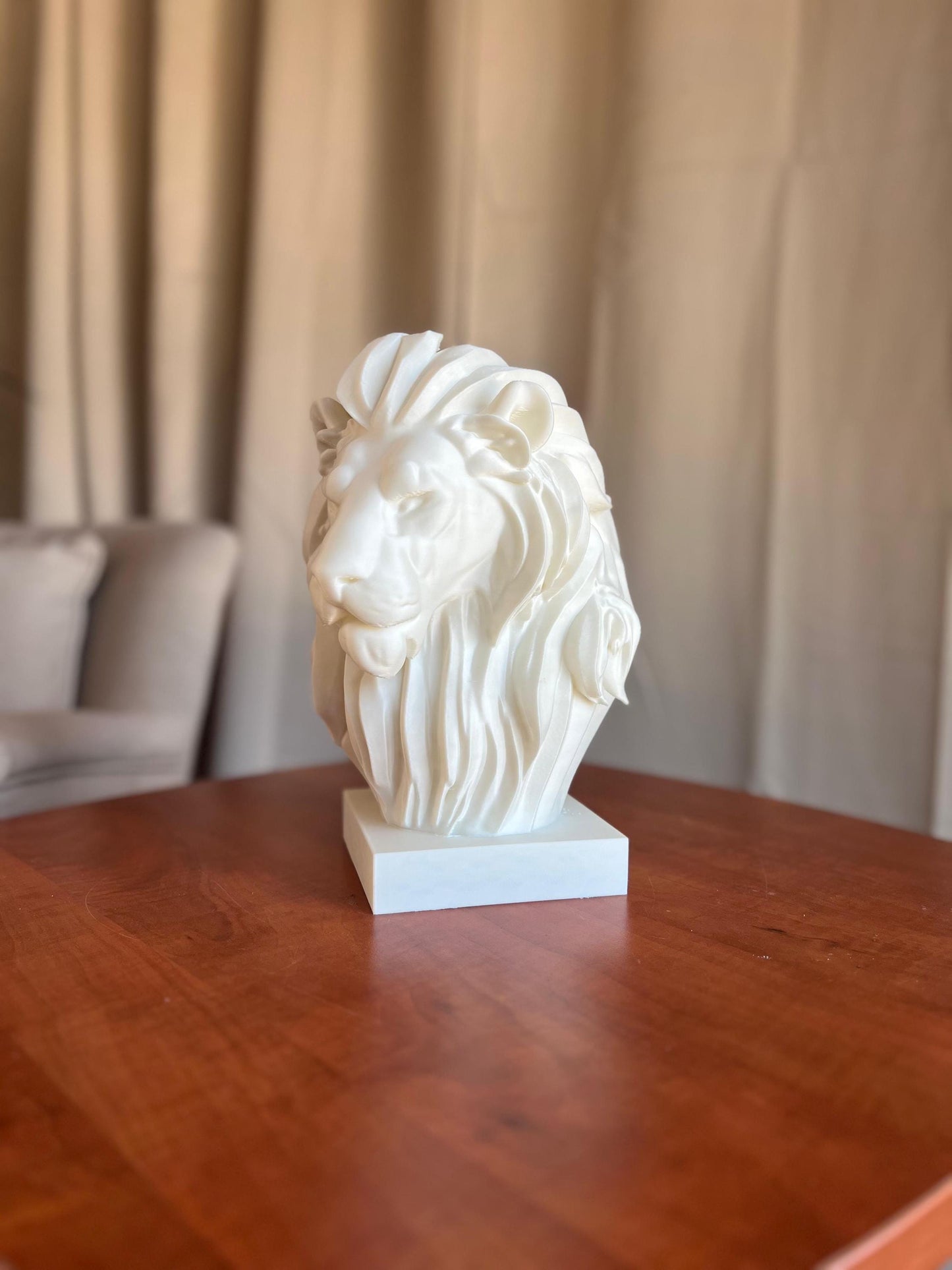 Lion Head Bust Statue | 3D Animal Sculpture | Majestic Lion Home Decor | Modern Statement Art Display | Wildlife Inspired Sculpture
