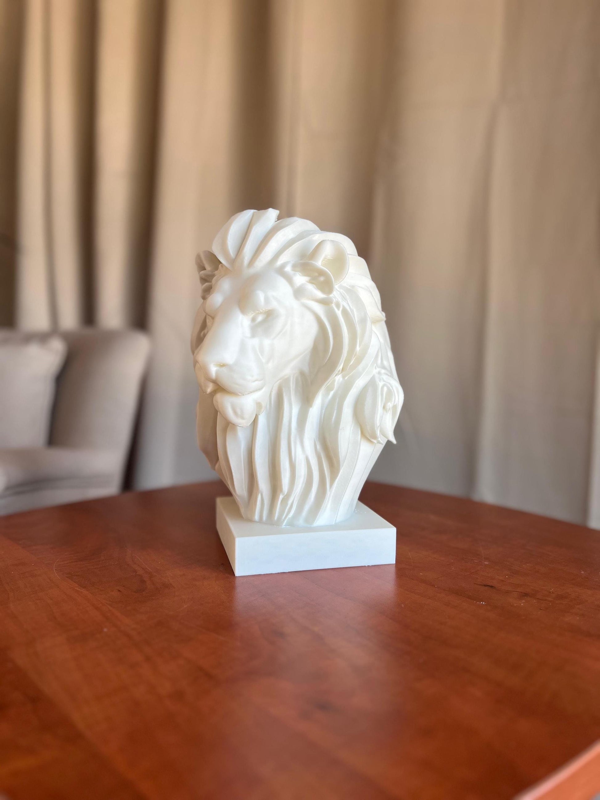 Lion Head Bust Statue | 3D Animal Sculpture | Majestic Lion Home Decor | Modern Statement Art Display | Wildlife Inspired Sculpture