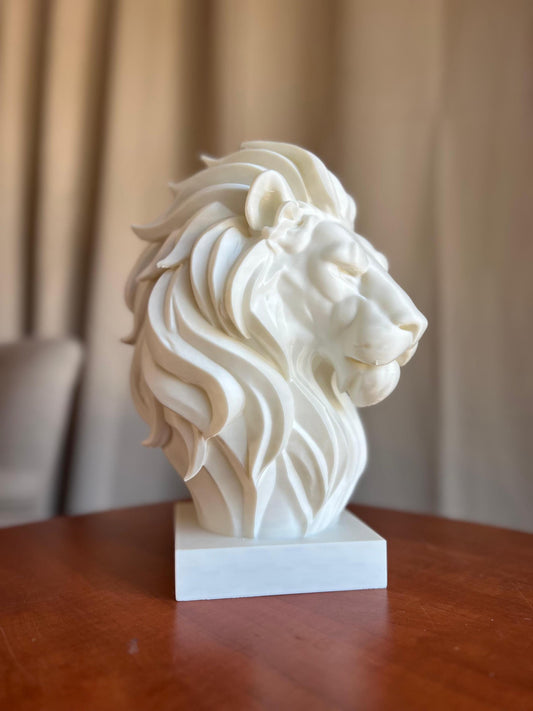 Lion Head Bust Statue | 3D Animal Sculpture | Majestic Lion Home Decor | Modern Statement Art Display | Wildlife Inspired Sculpture