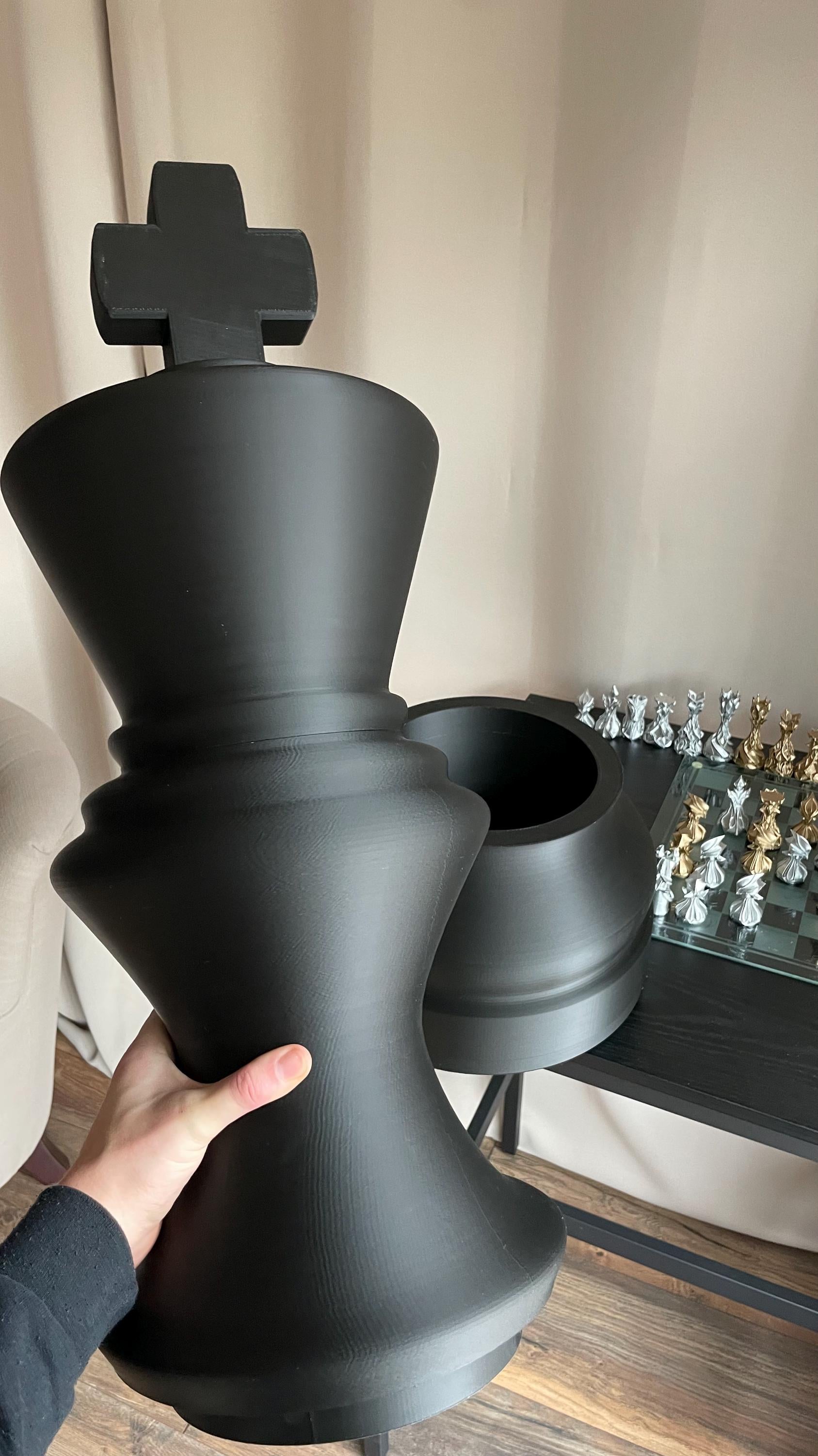Chess King Piece 80cm for Storage | Unique Chess Set Organizer | Decorative XXL Chess King piece Collectible for Home Decor & Gifts