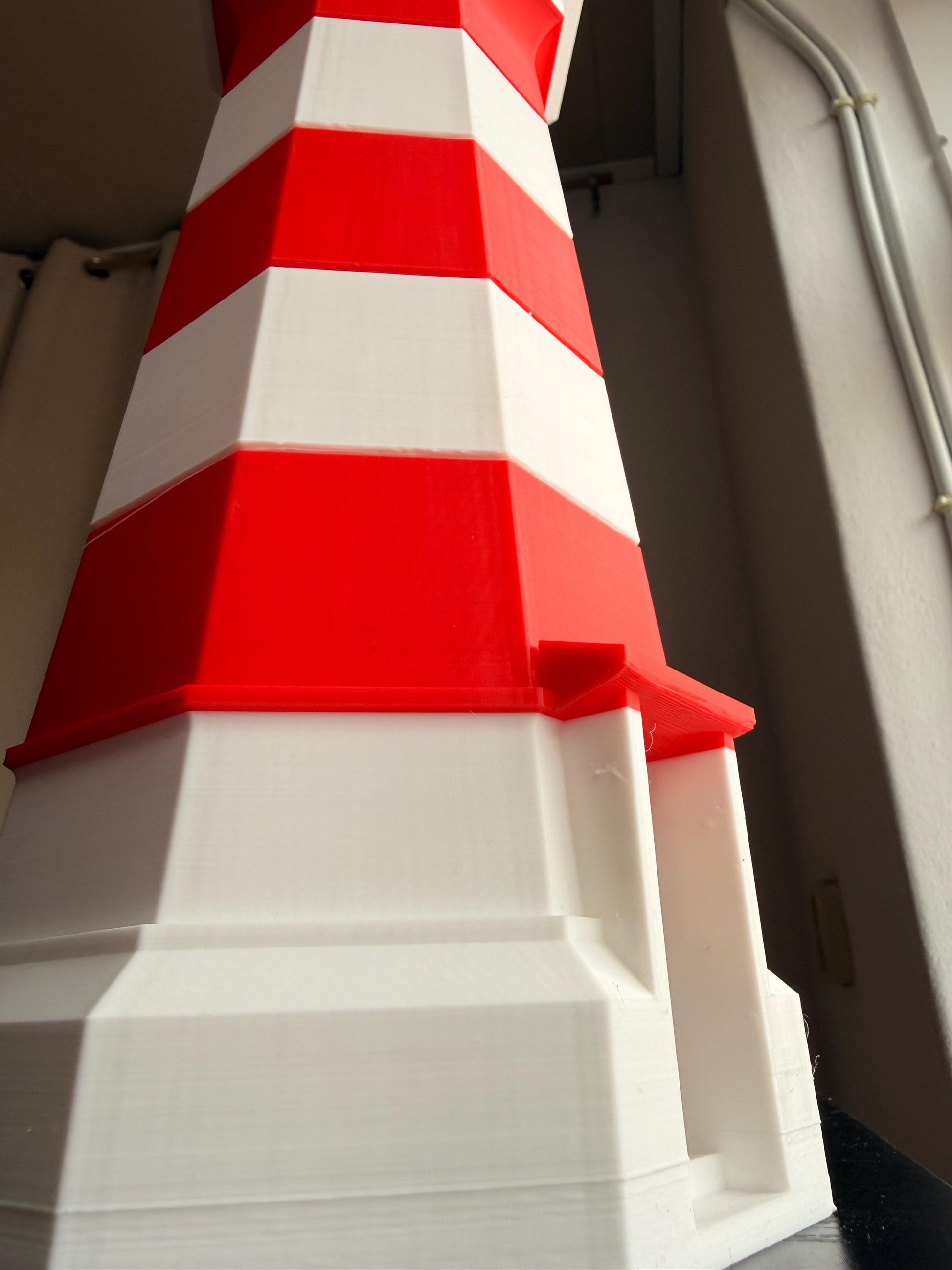 Red White Lighthouse Decor | Nautical Home Decor | Coastal Beach Decor | Maritime Model | Striped Lighthouse Figurine Gift