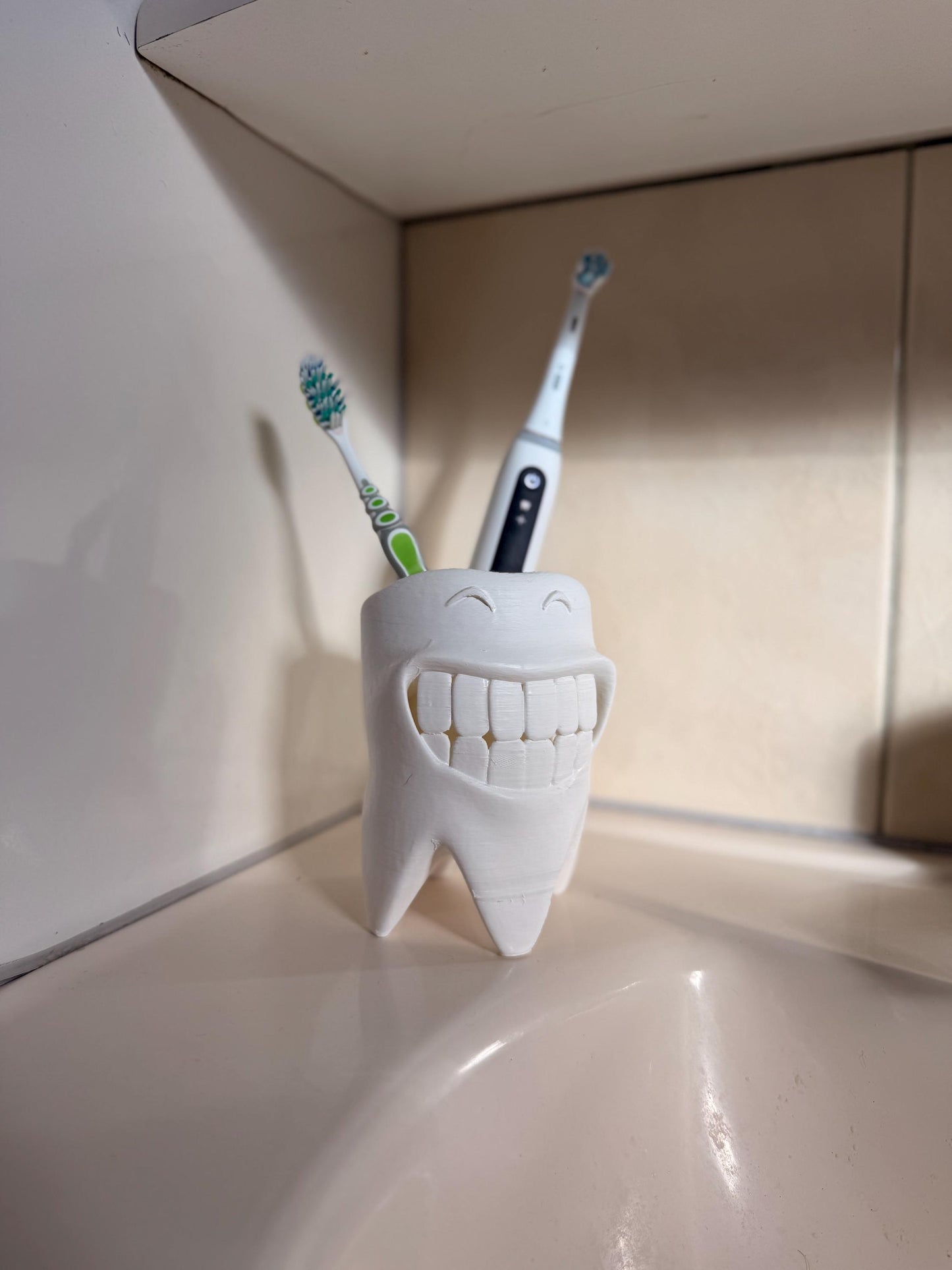Toothbrush Holder Bathroom Organizer | Smiling Teeth Stand | Funny Bathroom Decor | Electric Manual Toothbrush Storage | Gift Dentist