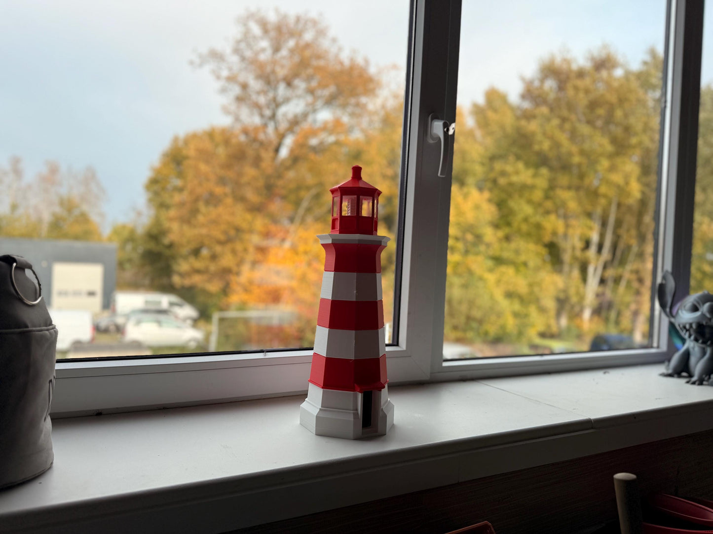 Red White Lighthouse Decor | Nautical Home Decor | Coastal Beach Decor | Maritime Model | Striped Lighthouse Figurine Gift