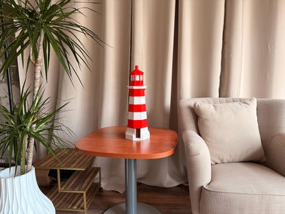 Red White Lighthouse Decor | Nautical Home Decor | Coastal Beach Decor | Maritime Model | Striped Lighthouse Figurine Gift