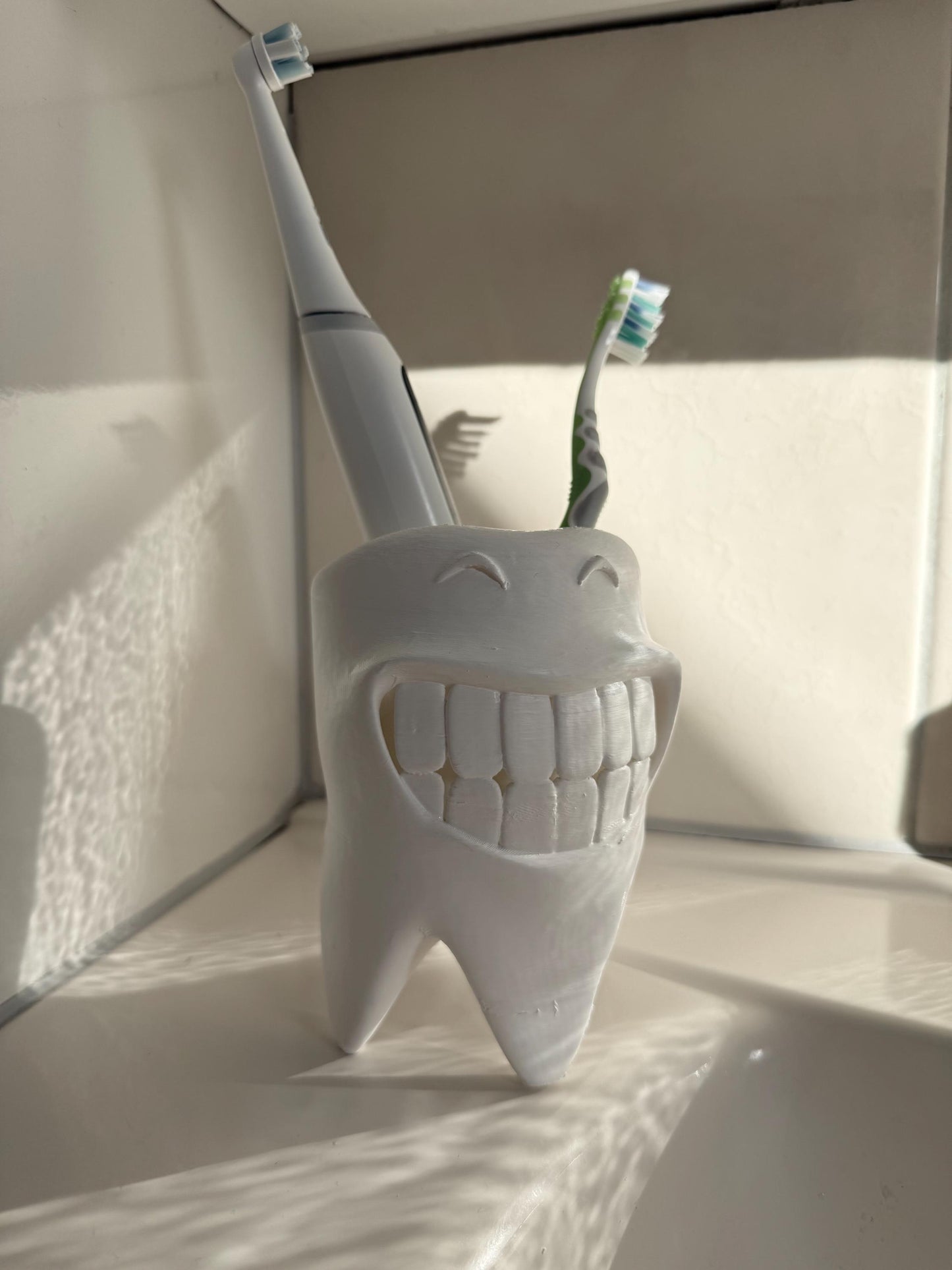 Toothbrush Holder Bathroom Organizer | Smiling Teeth Stand | Funny Bathroom Decor | Electric Manual Toothbrush Storage | Gift Dentist