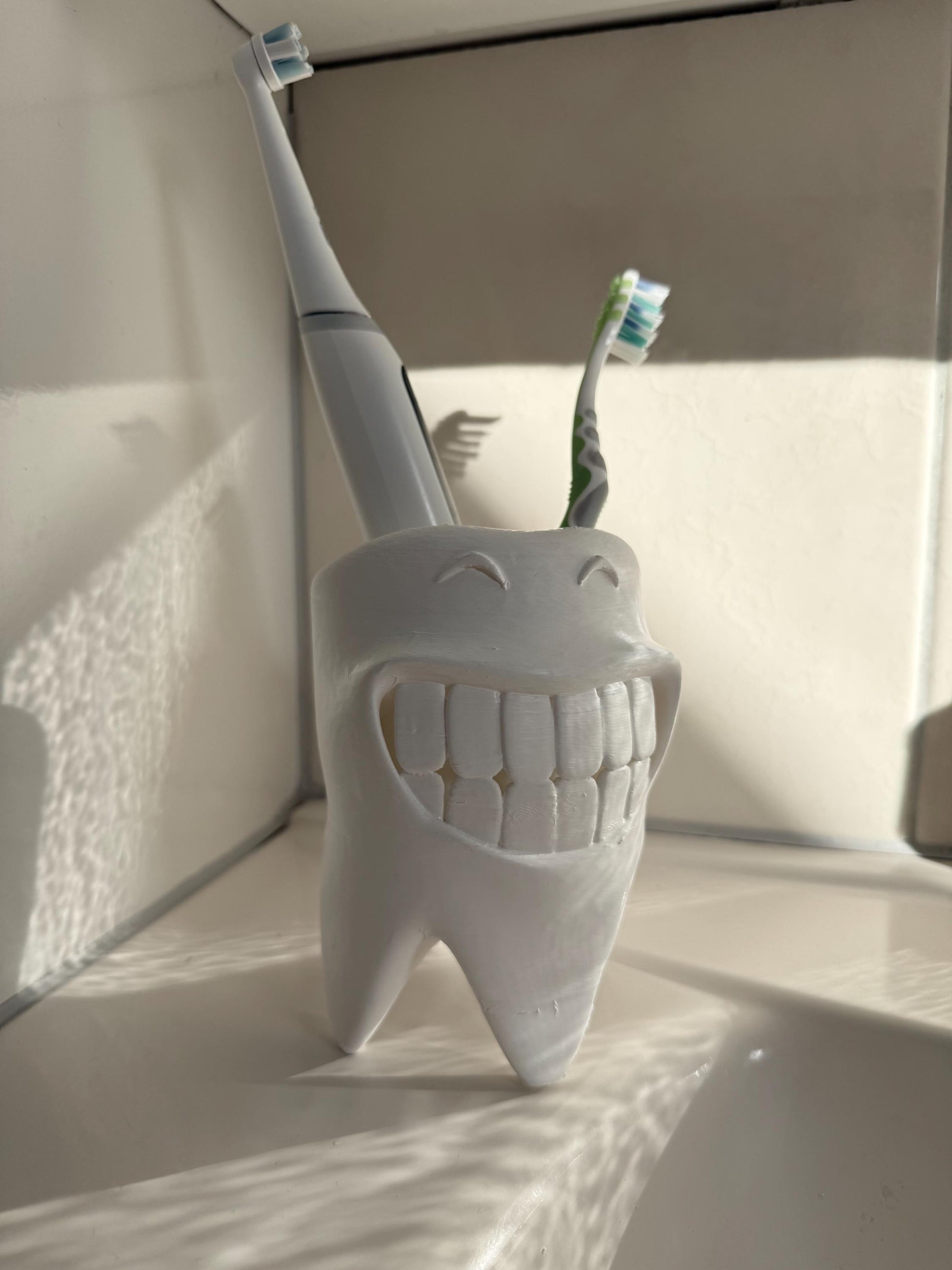 Toothbrush Holder Bathroom Organizer | Smiling Teeth Stand | Funny Bathroom Decor | Electric Manual Toothbrush Storage | Gift Dentist