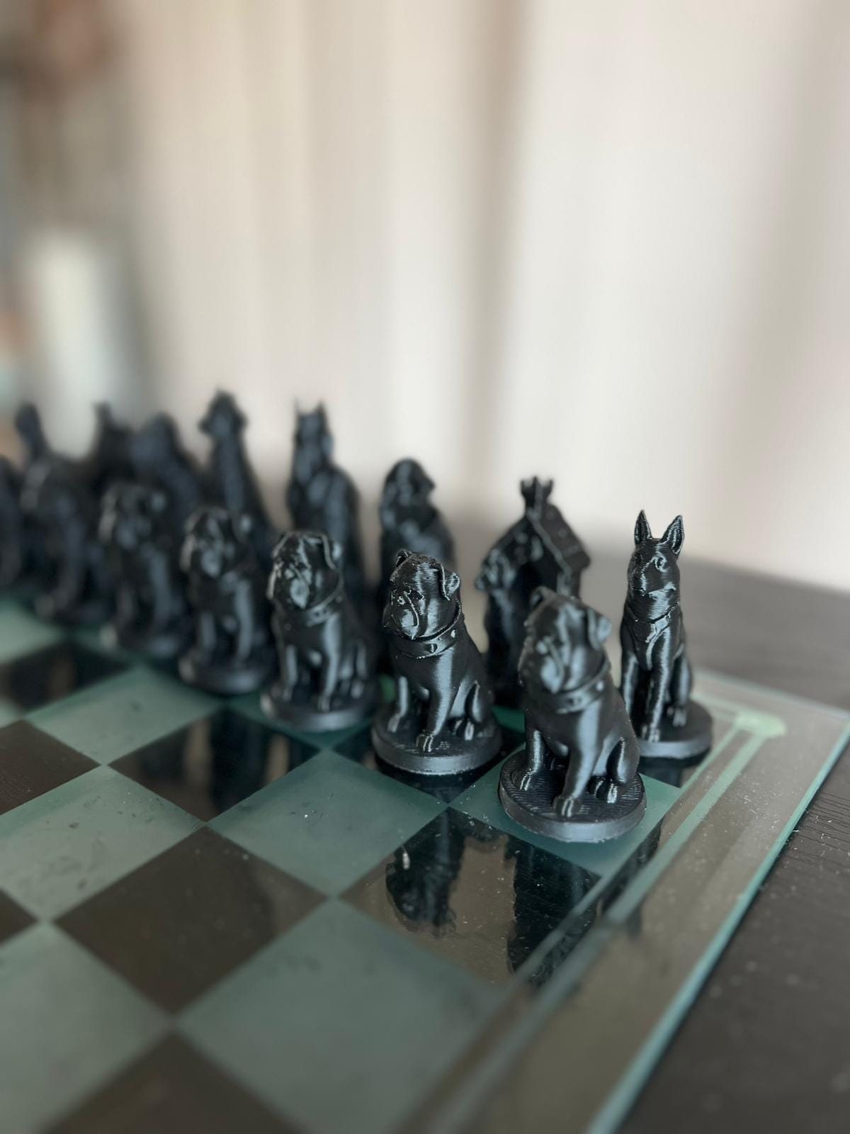 Chess Set Cat Vs Dog | Animal Chess Set | Unique Handcrafted Origami | Black and White Foil Pieces | Chess Gift | Modern Decor | Chessboard