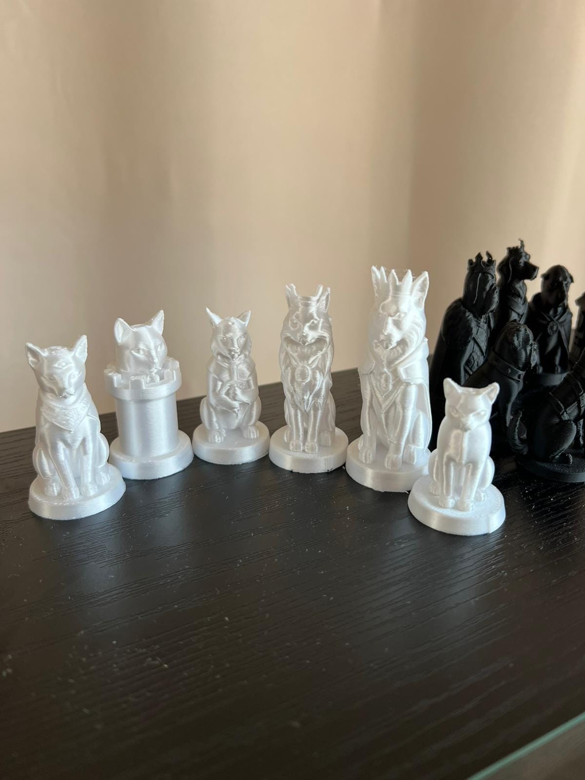Chess Set Cat Vs Dog | Animal Chess Set | Unique Handcrafted Origami | Black and White Foil Pieces | Chess Gift | Modern Decor | Chessboard