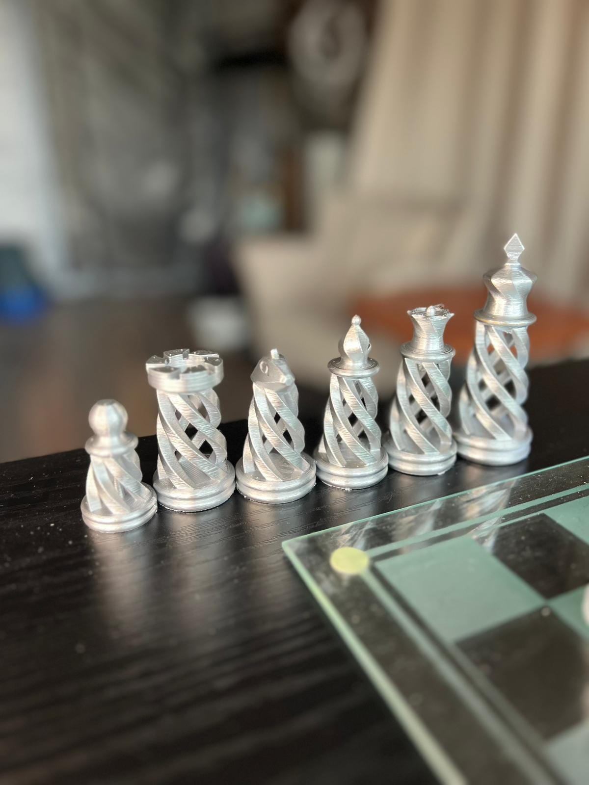 Spiral Chess Set | Chess Set | Unique Handcrafted Origami | Gold and Silver Foil Pieces | Chess Gift | Modern Decor | Chessboard