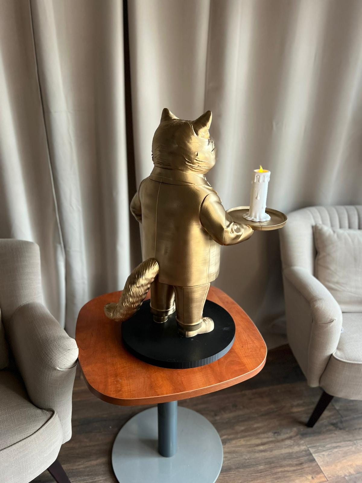 Cat Butler Table 70CM | Elegant Champagne Tray Holder & Key Organizer | Whimsical Cat Statue for Home Decor | Perfect Gift for Cat Lovers