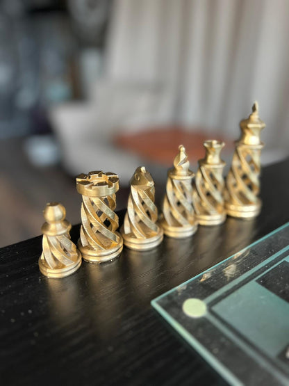 Spiral Chess Set | Chess Set | Unique Handcrafted Origami | Gold and Silver Foil Pieces | Chess Gift | Modern Decor | Chessboard