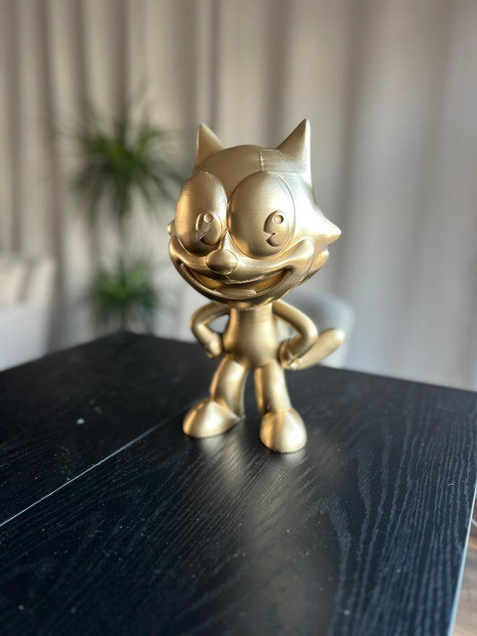 Felix the Cat Old School Figuur | Vintage Cartoon | Retro Collectible | Gold Edition