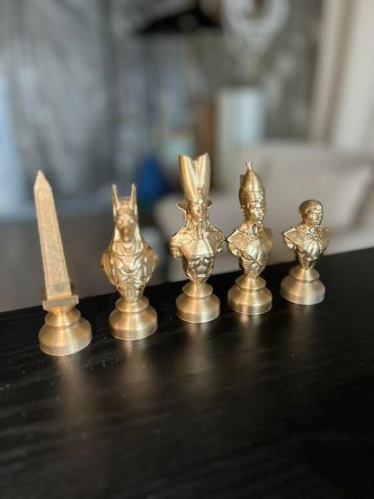Egyptian Chess Set | Gold & Silver Pharaoh Pieces | Luxury Handmade Chess | Ancient Egypt Art | Statement Home Decor