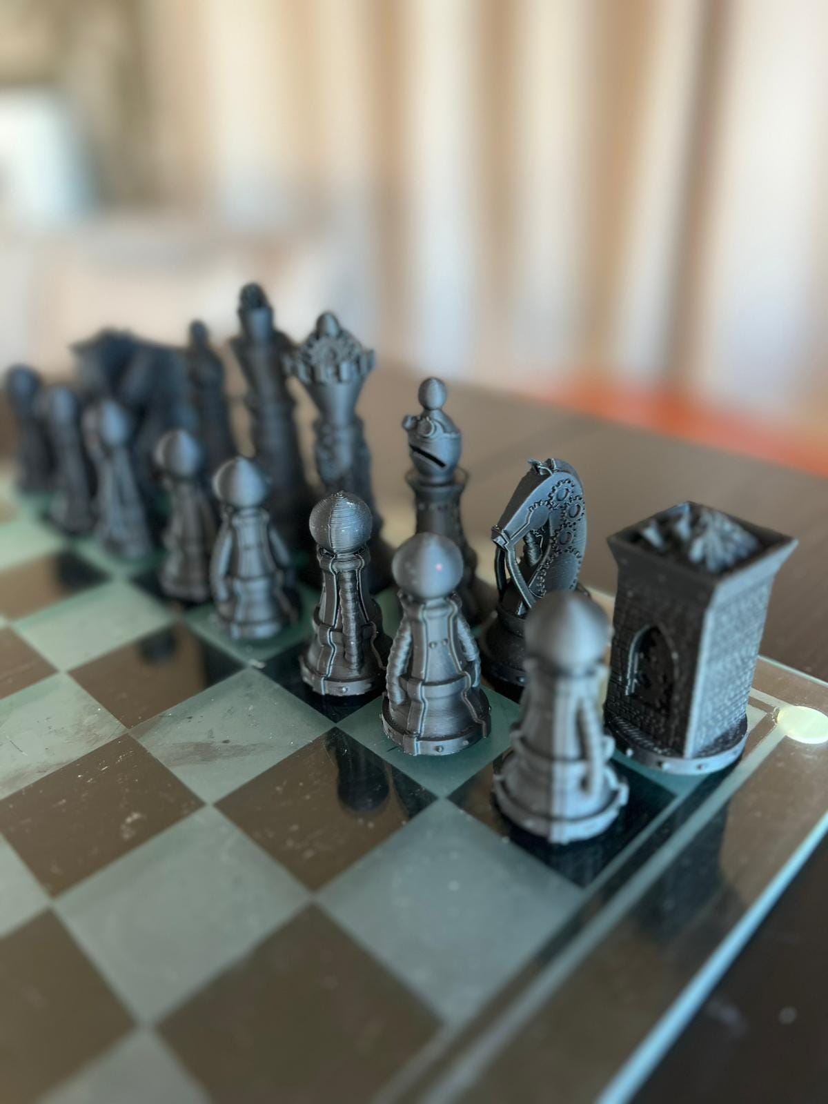 SteamPunk Chess Set | SteamPunk Designer Chess Pieces | Modern Architectural Design | Luxury Chess Gift | Contemporary Home Decor