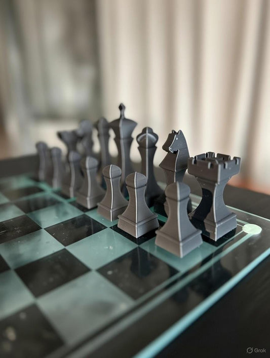 Square Chess Set | Geometric Designer Chess Pieces | Modern Architectural Design | Luxury Chess Gift | Contemporary Home Decor