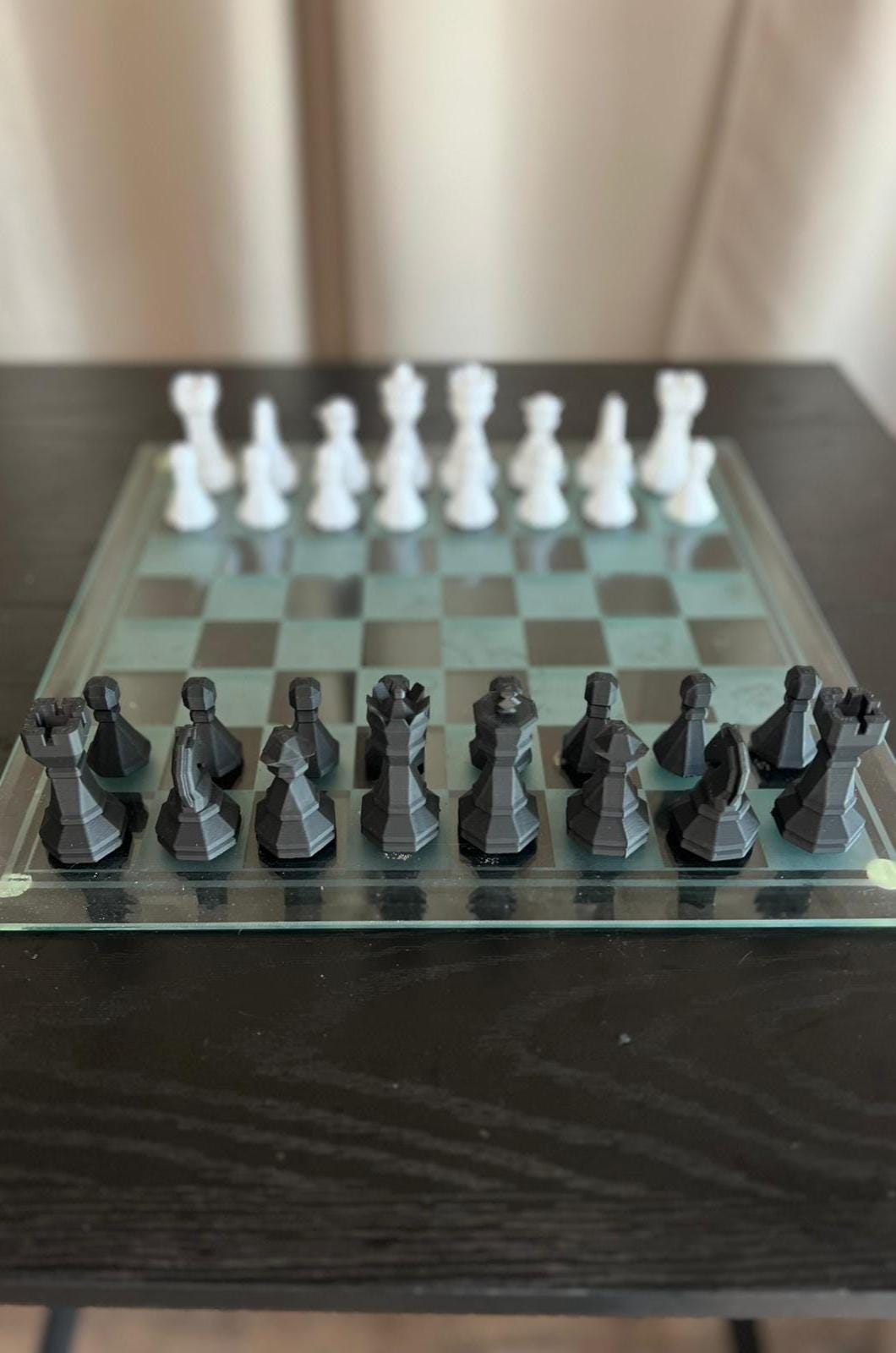 Geometric Chess Set | Chess Set | Unique Handcrafted Origami | Black and White Foil Pieces | Chess Gift | Modern Decor | Chessboard