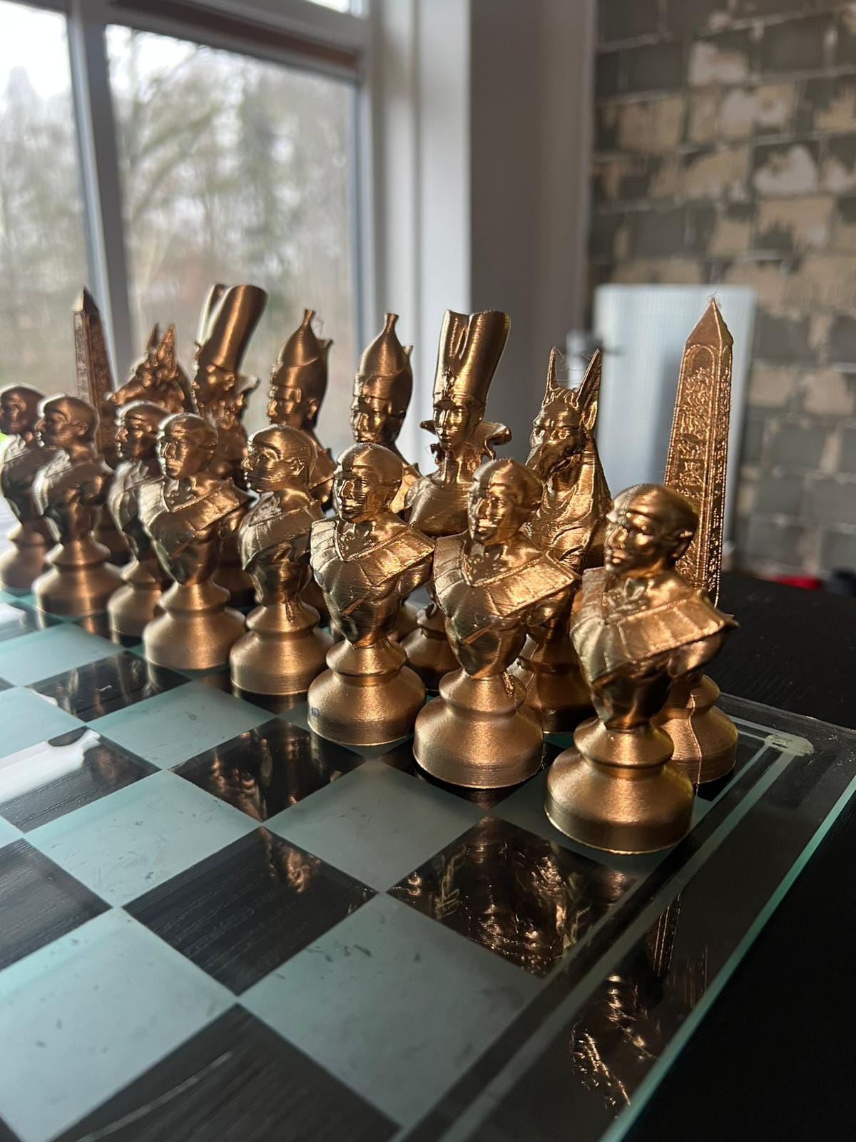 Egyptian Chess Set | Gold & Silver Pharaoh Pieces | Luxury Handmade Chess | Ancient Egypt Art | Statement Home Decor