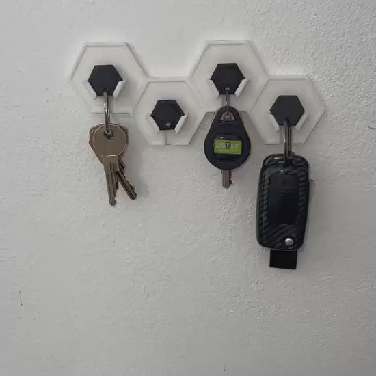 Key Holder Hexagon – Modern 3D-Printed Wall Organizer – Magnetic Key Hanger – Minimalist Home Decor – Perfect Gift for House or Office