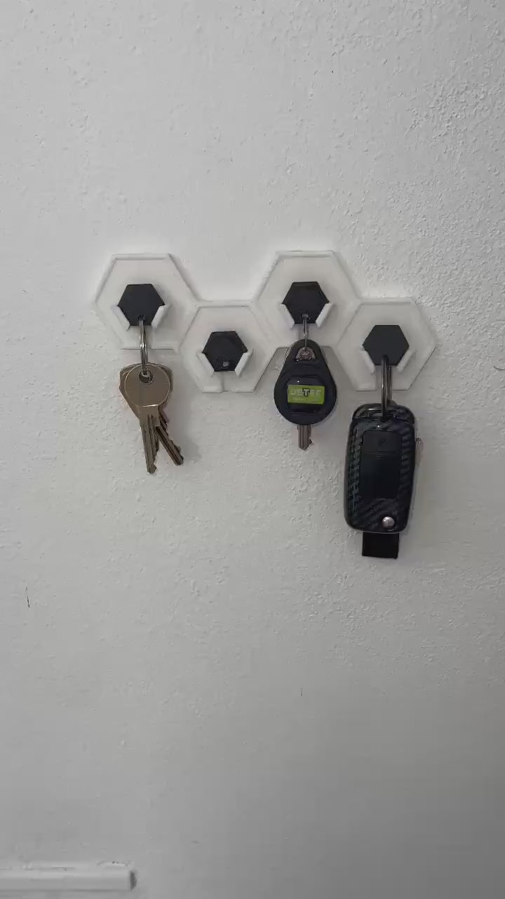 Key Holder Hexagon – Modern 3D-Printed Wall Organizer – Magnetic Key Hanger – Minimalist Home Decor – Perfect Gift for House or Office