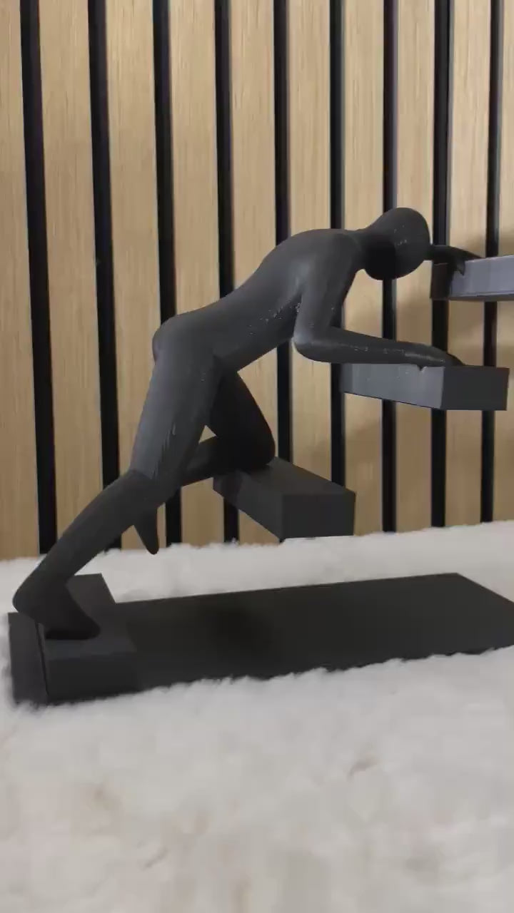Walking Stairs Sculpture Modern Abstract Figure Art Motivational Desk Decor Success Path Black Statue Office Gift Entrepreneur Art